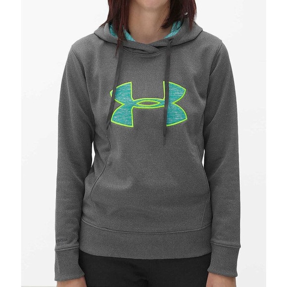 Under Armour Cold Gear Semi Fitted Big Logo Hoodie Sweatshirt Women's Size Large - Picture 2 of 6